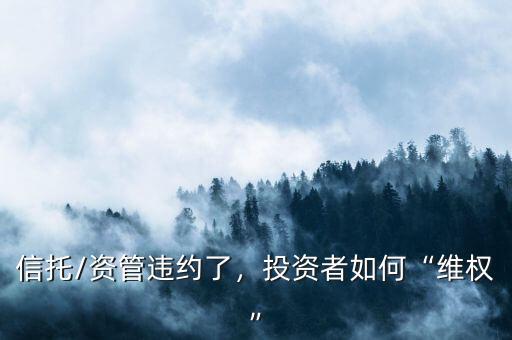 信托/資管違約了，投資者如何“維權(quán)”