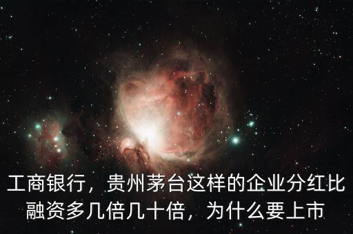 工商銀行，貴州茅臺(tái)這樣的企業(yè)分紅比融資多幾倍幾十倍，為什么要上市