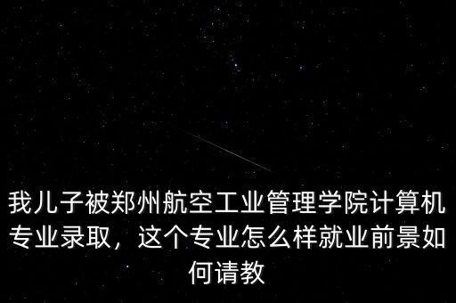 我兒子被鄭州航空工業(yè)管理學院計算機專業(yè)錄取，這個專業(yè)怎么樣就業(yè)前景如何請教