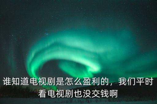 誰知道電視劇是怎么盈利的，我們平時(shí)看電視劇也沒交錢啊