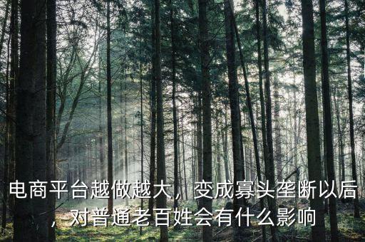 電商平臺(tái)越做越大，變成寡頭壟斷以后，對(duì)普通老百姓會(huì)有什么影響