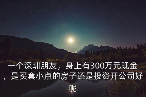 一個(gè)深圳朋友，身上有300萬(wàn)元現(xiàn)金，是買套小點(diǎn)的房子還是投資開(kāi)公司好呢