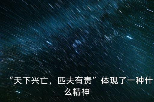 “天下興亡，匹夫有責”體現(xiàn)了一種什么精神