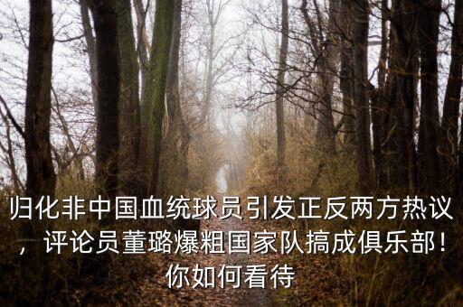 歸化非中國(guó)血統(tǒng)球員引發(fā)正反兩方熱議，評(píng)論員董璐爆粗國(guó)家隊(duì)搞成俱樂(lè)部！你如何看待