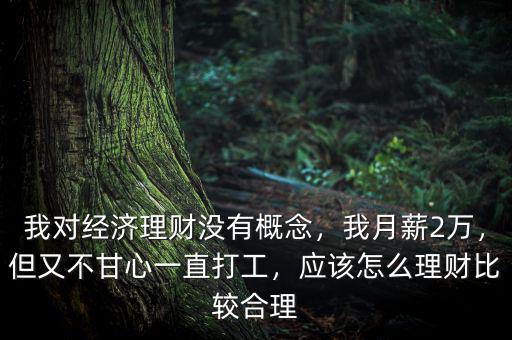 我對經(jīng)濟理財沒有概念，我月薪2萬，但又不甘心一直打工，應(yīng)該怎么理財比較合理