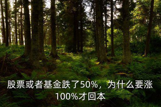 股票或者基金跌了50%，為什么要漲100%才回本