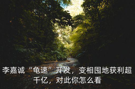李嘉誠“龜速”開發(fā)，變相囤地獲利超千億，對(duì)此你怎么看