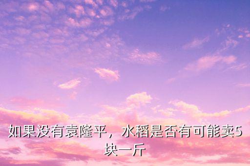 如果沒有袁隆平，水稻是否有可能賣5塊一斤