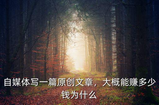 自媒體寫一篇原創(chuàng)文章，大概能賺多少錢為什么