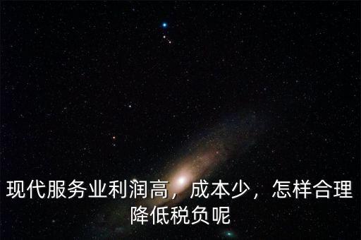 現(xiàn)代服務(wù)業(yè)利潤高，成本少，怎樣合理降低稅負(fù)呢