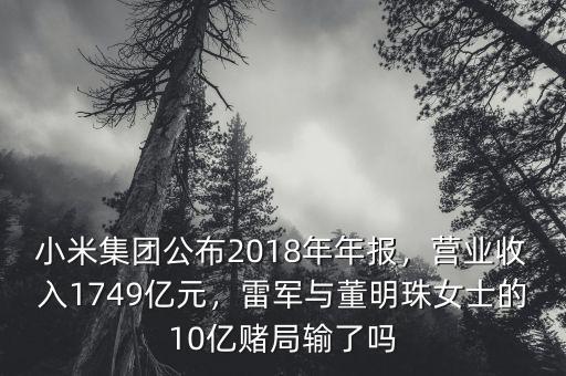 小米集團公布2018年年報，營業(yè)收入1749億元，雷軍與董明珠女士的10億賭局輸了嗎