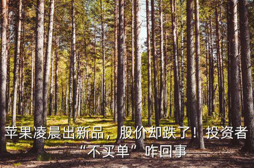 蘋果凌晨出新品，股價(jià)卻跌了！投資者“不買單”咋回事