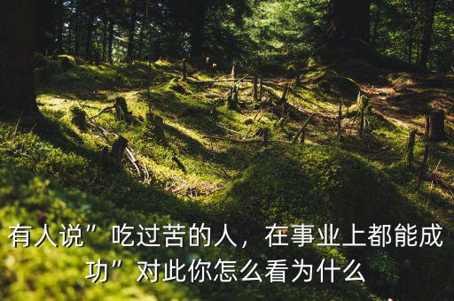 有人說”吃過苦的人，在事業(yè)上都能成功”對(duì)此你怎么看為什么