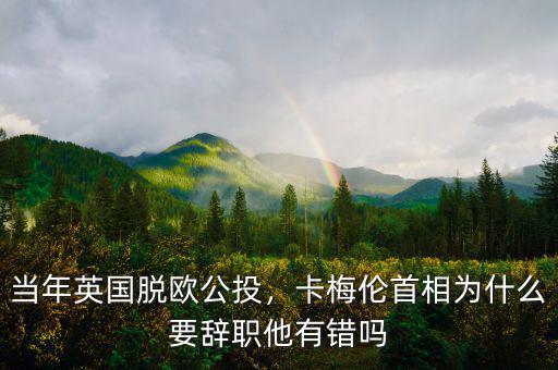 當(dāng)年英國(guó)脫歐公投，卡梅倫首相為什么要辭職他有錯(cuò)嗎