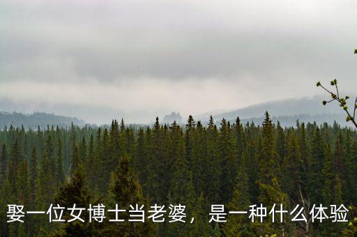 娶一位女博士當(dāng)老婆，是一種什么體驗(yàn)