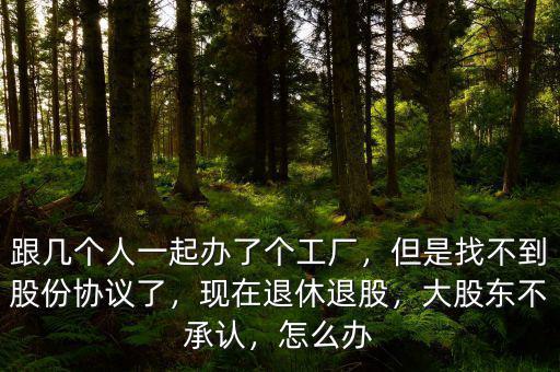 跟幾個(gè)人一起辦了個(gè)工廠，但是找不到股份協(xié)議了，現(xiàn)在退休退股，大股東不承認(rèn)，怎么辦