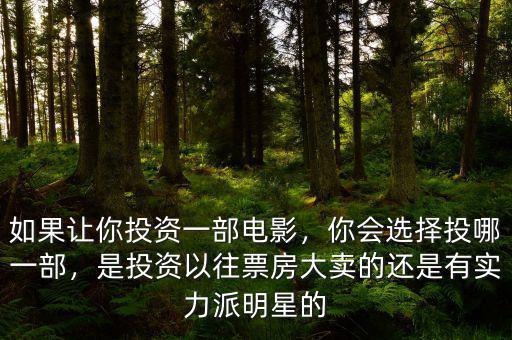 如果讓你投資一部電影，你會(huì)選擇投哪一部，是投資以往票房大賣的還是有實(shí)力派明星的