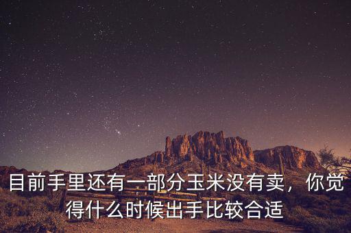 目前手里還有一部分玉米沒有賣，你覺得什么時候出手比較合適