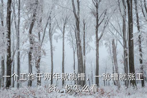 一個工作干兩年就跳槽，一跳槽就漲工資，你怎么看