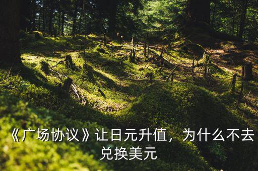 《廣場協(xié)議》讓日元升值，為什么不去兌換美元