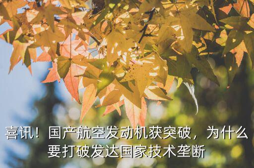 喜訊！國產(chǎn)航空發(fā)動機(jī)獲突破，為什么要打破發(fā)達(dá)國家技術(shù)壟斷