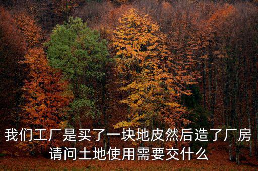 買(mǎi)地建廠房要交什么稅，我們工廠是買(mǎi)了一塊地皮然后造了廠房請(qǐng)問(wèn)土地使用需要交什么