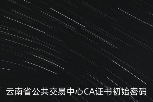 云南省公共交易中心CA證書(shū)初始密碼