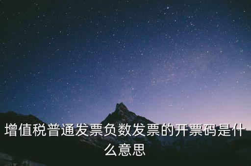 增值稅普通發(fā)票負數發(fā)票的開票碼是什么意思