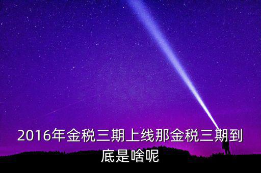 金稅三期什么時(shí)候改革，2016年金稅三期上線那金稅三期到底是啥呢