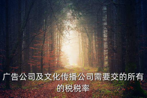 廣告公司交什么稅，廣告公司及文化傳播公司需要交的所有的稅稅率