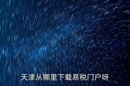 天津市地稅需下載什么地方，天津從哪里下載易稅門戶呀