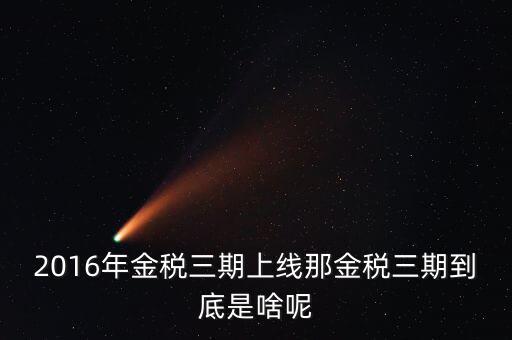 金三稅什么意思，2016年金稅三期上線那金稅三期到底是啥呢