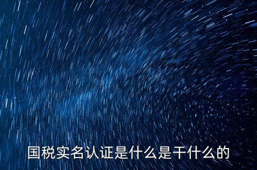 國稅實名采集做什么用，國稅實名認證是什么是干什么的