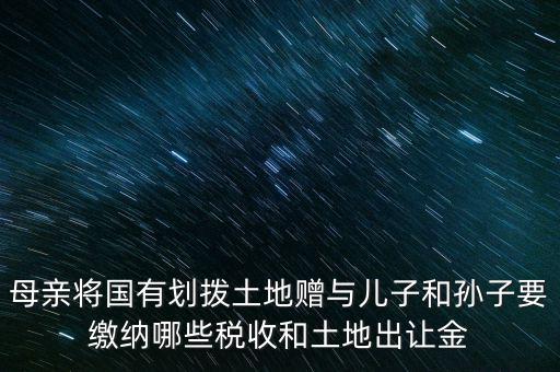 土地贈送要交什么稅，母親將國有劃撥土地贈與兒子和孫子要繳納哪些稅收和土地出讓金