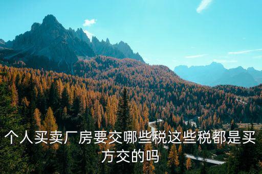 出售廠房要交什么稅，買二手廠房契稅是多少