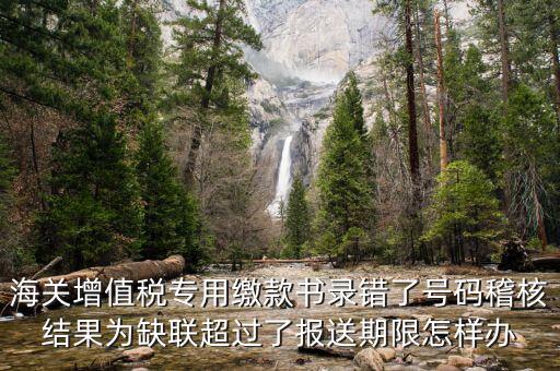 海關(guān)增值稅專用繳款書錄錯(cuò)了號(hào)碼稽核結(jié)果為缺聯(lián)超過(guò)了報(bào)送期限怎樣辦