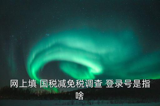 稅收調(diào)查網(wǎng)上是什么，網(wǎng)上填 國(guó)稅減免稅調(diào)查 登錄號(hào)是指啥