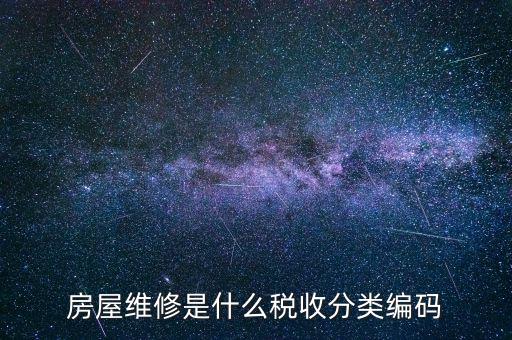 如何維護稅收分類編碼，房屋維修是什么稅收分類編碼