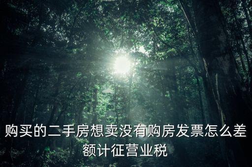佛山市舊房產(chǎn)沒有發(fā)票如何征稅，購買的二手房想賣沒有購房發(fā)票怎么差額計征營業(yè)稅