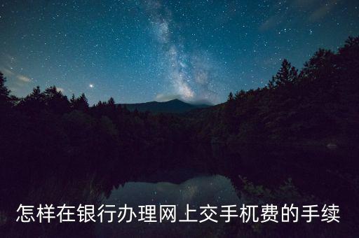 如何網(wǎng)上申請代扣代繳手續(xù)費(fèi)，怎樣在銀行辦理網(wǎng)上交手杌費(fèi)的手續(xù)