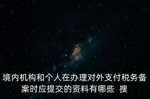 境內(nèi)機構(gòu)和個人在辦理對外支付稅務備案時應提交的資料有哪些  搜