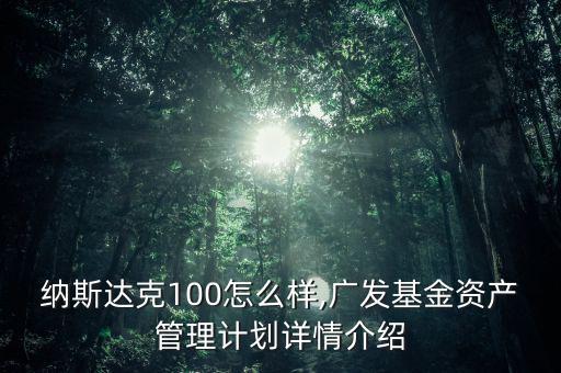 廣發(fā)納斯達克100怎么樣,廣發(fā)基金資產管理計劃詳情介紹