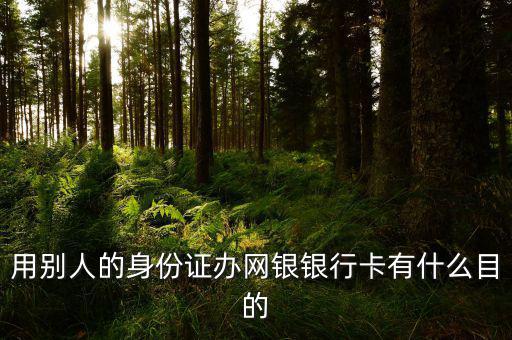 借別人身份證開網銀是什么目的，用別人的身份證辦網銀銀行卡有什么目的
