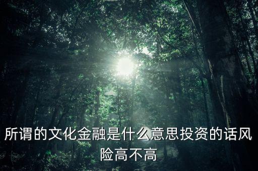 什么是金融文化，所謂的文化金融是什么意思投資的話風(fēng)險高不高