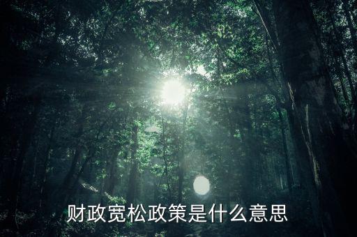 什么是寬松的財政政策，什么是寬松經(jīng)濟政策