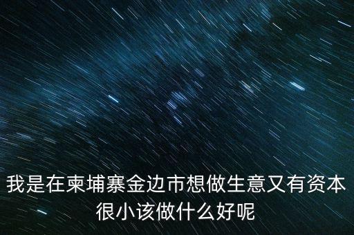 柬埔寨投資100萬(wàn)元能干什么，我是在柬埔寨金邊市想做生意又有資本很小該做什么好呢