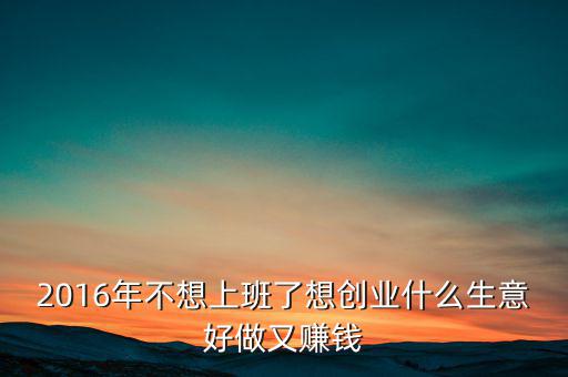 2016年什么生意好做賺錢，2016年不想上班了想創(chuàng)業(yè)什么生意好做又賺錢