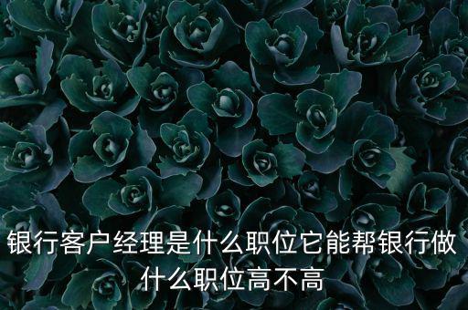 什么是銀行直銷客戶經(jīng)理，銀行客戶經(jīng)理是什么職位它能幫銀行做什么職位高不高
