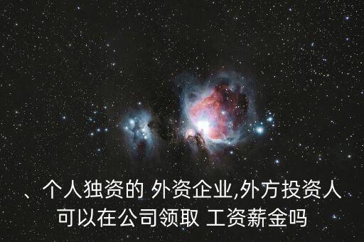 、個(gè)人獨(dú)資的 外資企業(yè),外方投資人可以在公司領(lǐng)取 工資薪金嗎