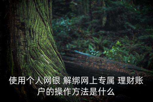 使用個(gè)人網(wǎng)銀 解綁網(wǎng)上專(zhuān)屬 理財(cái)賬戶的操作方法是什么